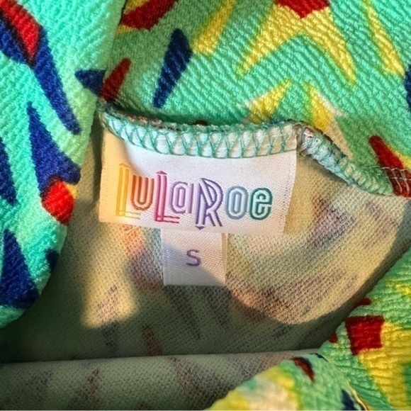 Lularoe Womens Cassie Pencil Skirt Green Blue Geometric Stretch Pull On S - Picture 6 of 7